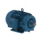 Blue industrial electric motor with shaft